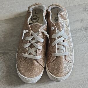 wonder nation Rose Gold Glitter Kids Lace-Up Sneakers